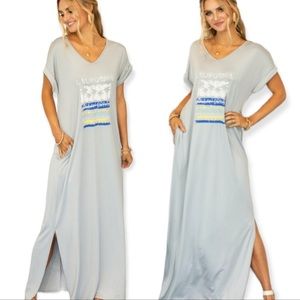California Ocean Surfing maxi T-shirt dress beach swim coverup pjs gray L